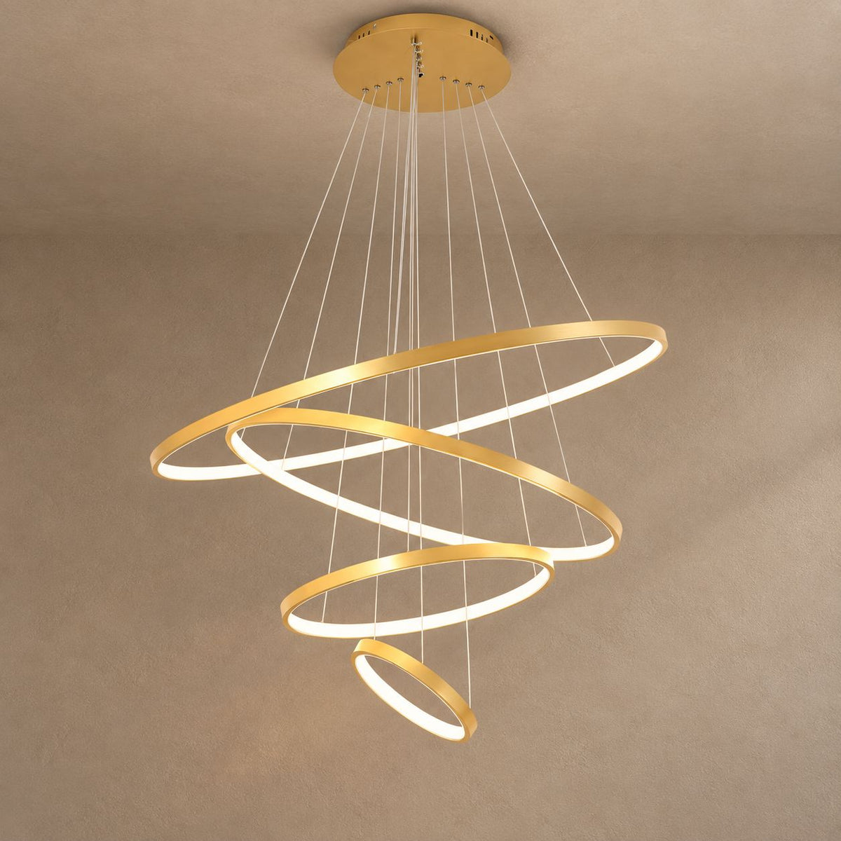 NOBLE RINGS lighting on mushroom taupe plaster with natural shadows