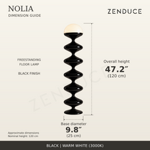 NOLIA Black dimension guide showing 120 cm overall height and 25 cm base diameter