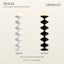 NOLIA White and Black floor lamp finishes compared at the same size, each sold individually