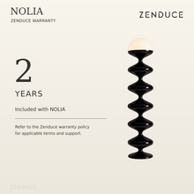 NOLIA black floor lamp with included two-year Zenduce warranty information