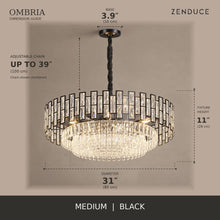 OMBRIA Medium 31 inch black crystal chandelier dimension guide