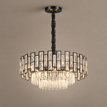 OMBRIA small black framed crystal chandelier with shallow inner crystal tier