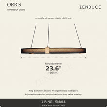 ORRIS 1 Ring - Small dimension guide: 23.6 inch (60 cm) ring diameter, black with gold accents.