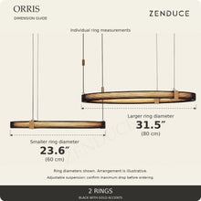 ORRIS 2 Rings dimension guide with individual 31.5 inch (80 cm) and 23.6 inch (60 cm) ring measurements.