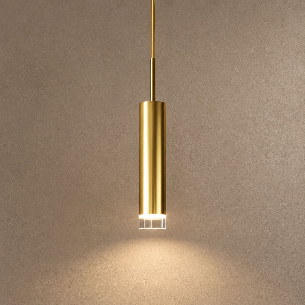 POONAH lighting on mushroom taupe plaster with natural shadows
