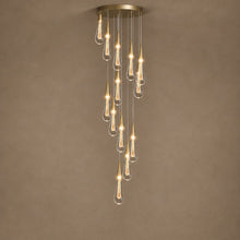 RAIN DROPS raindrop crystal chandelier on mushroom taupe background