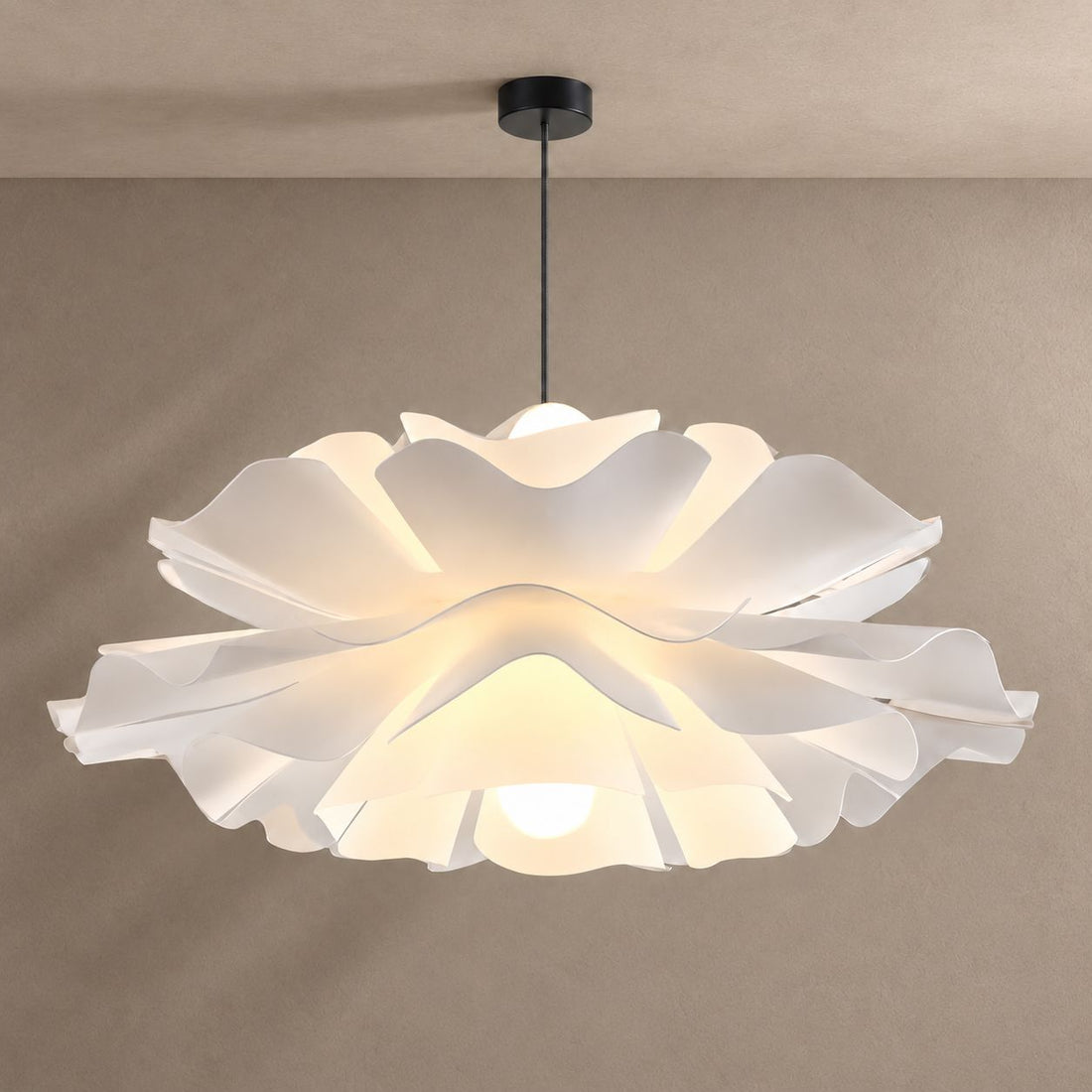 ROSE lighting with natural shadows against a mushroom taupe background