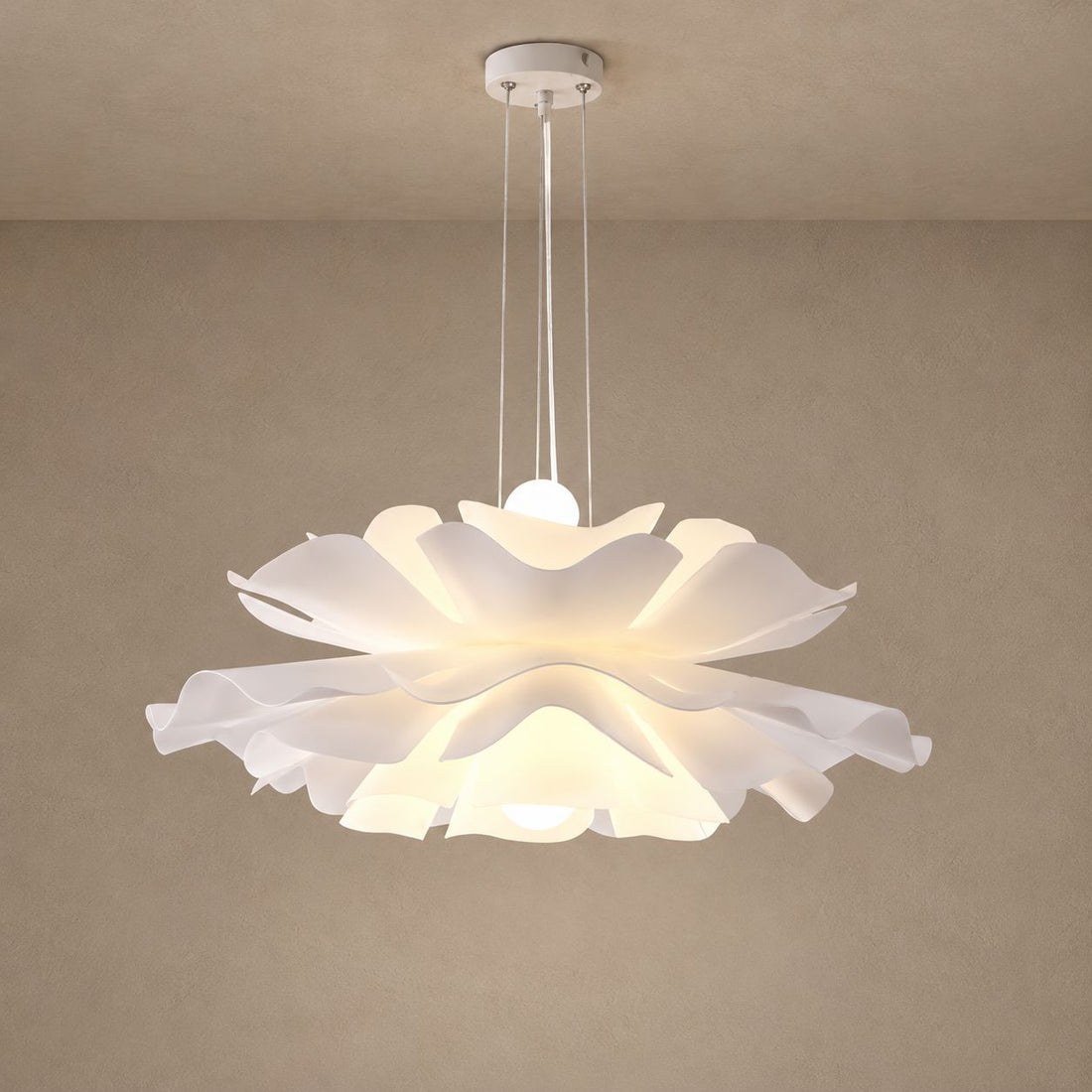 ROSE (Open Box) lighting on mushroom taupe plaster with natural shadows