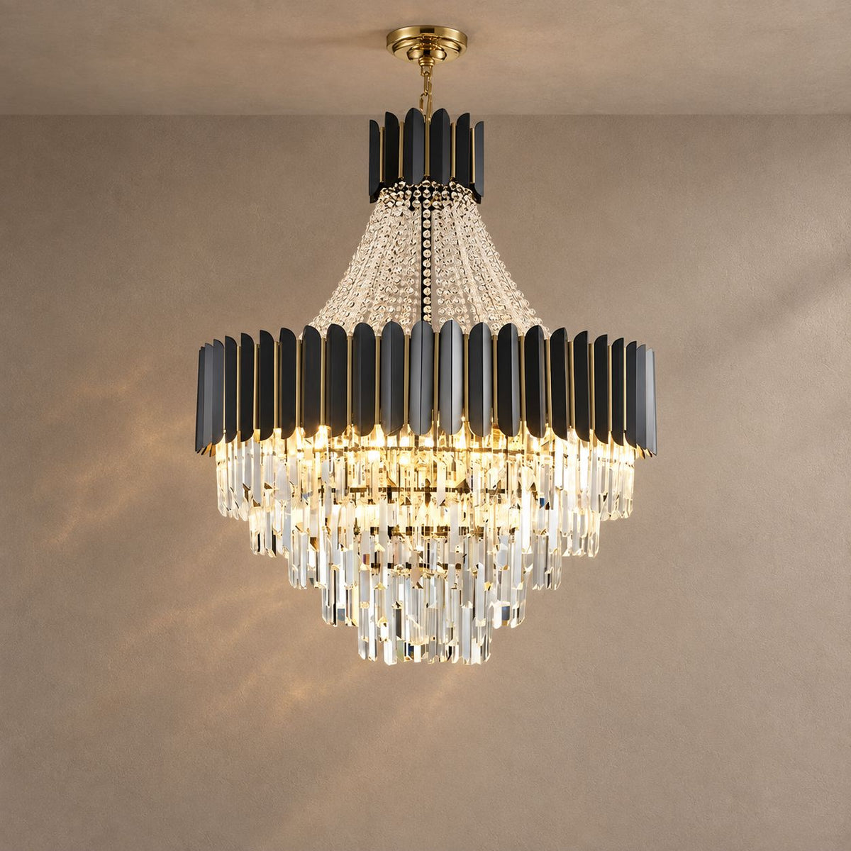 SABLA lighting on a mushroom taupe background with natural shadows