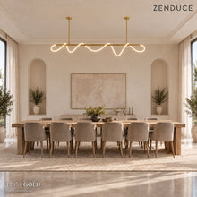 SELIA 120-inch gold chandelier in the same dining room for an illustrative size comparison; use dimension guide for exact measurements