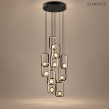 SELYA ten-light crystal cascade chandelier in Black on mushroom taupe