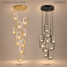 SELYA Gold and Black finish comparison with ten crystal light frames per fixture