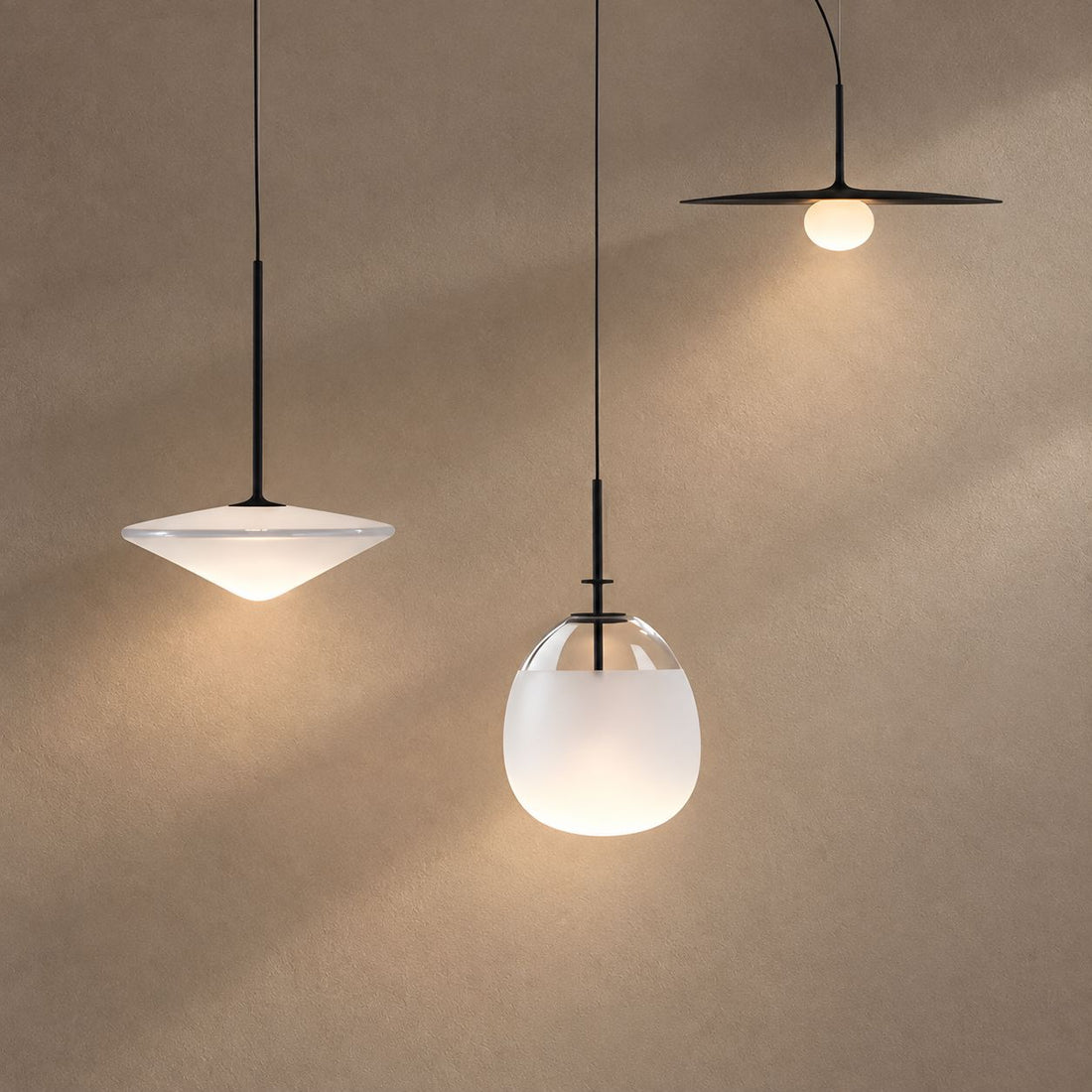 UFO on mushroom taupe plaster with natural shadows