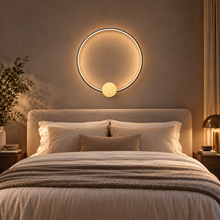 SOLIA black medium wall light in warm taupe bedroom