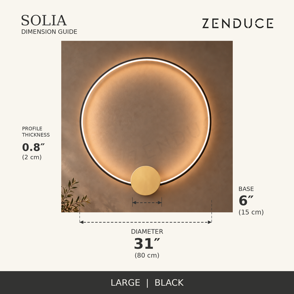 SOLIA large black dimension guide, 31 inch ring and 6 inch base