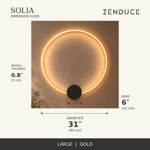 SOLIA large gold dimension guide, 31 inch ring and 6 inch base