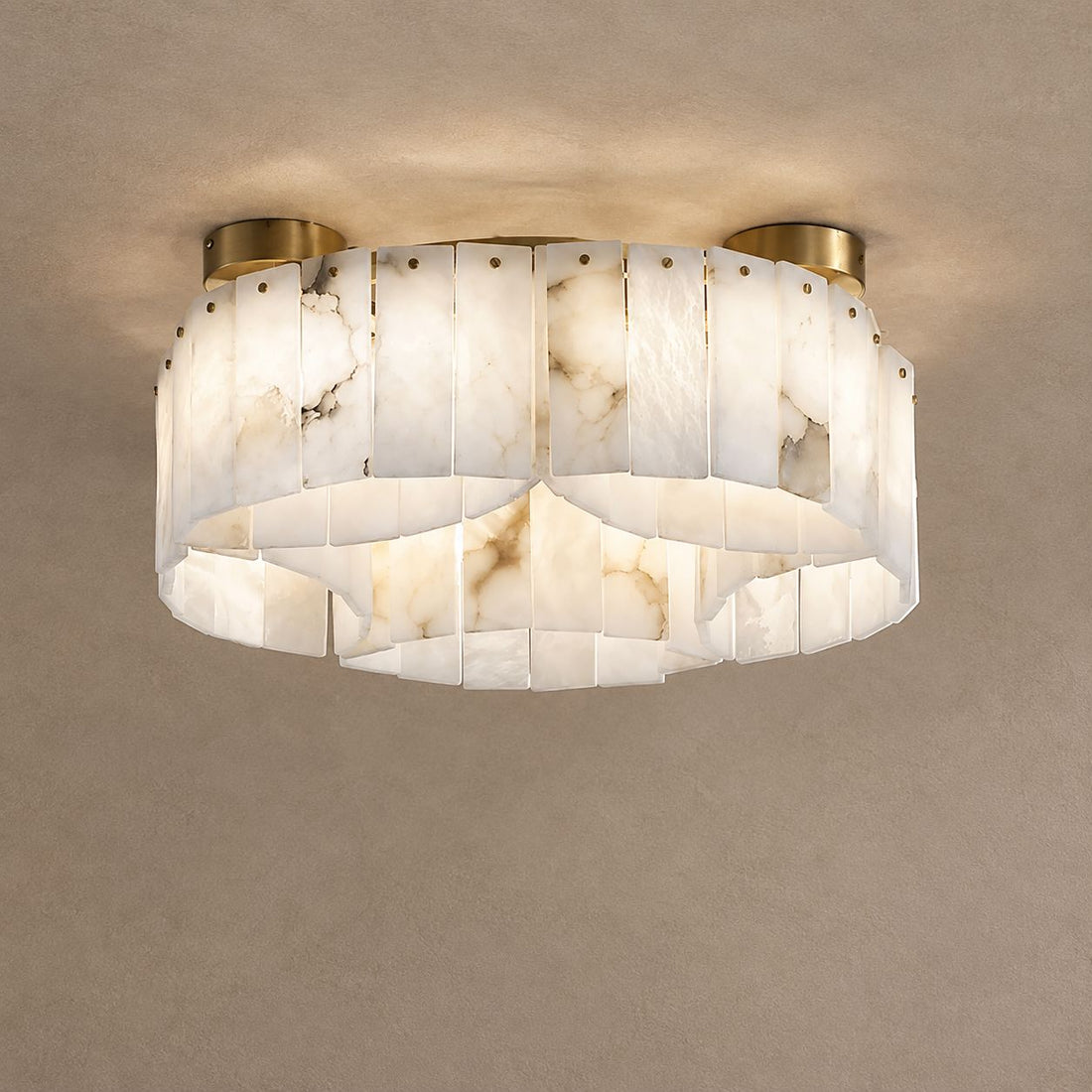 SOLIS lighting on a mushroom taupe background with natural shadows