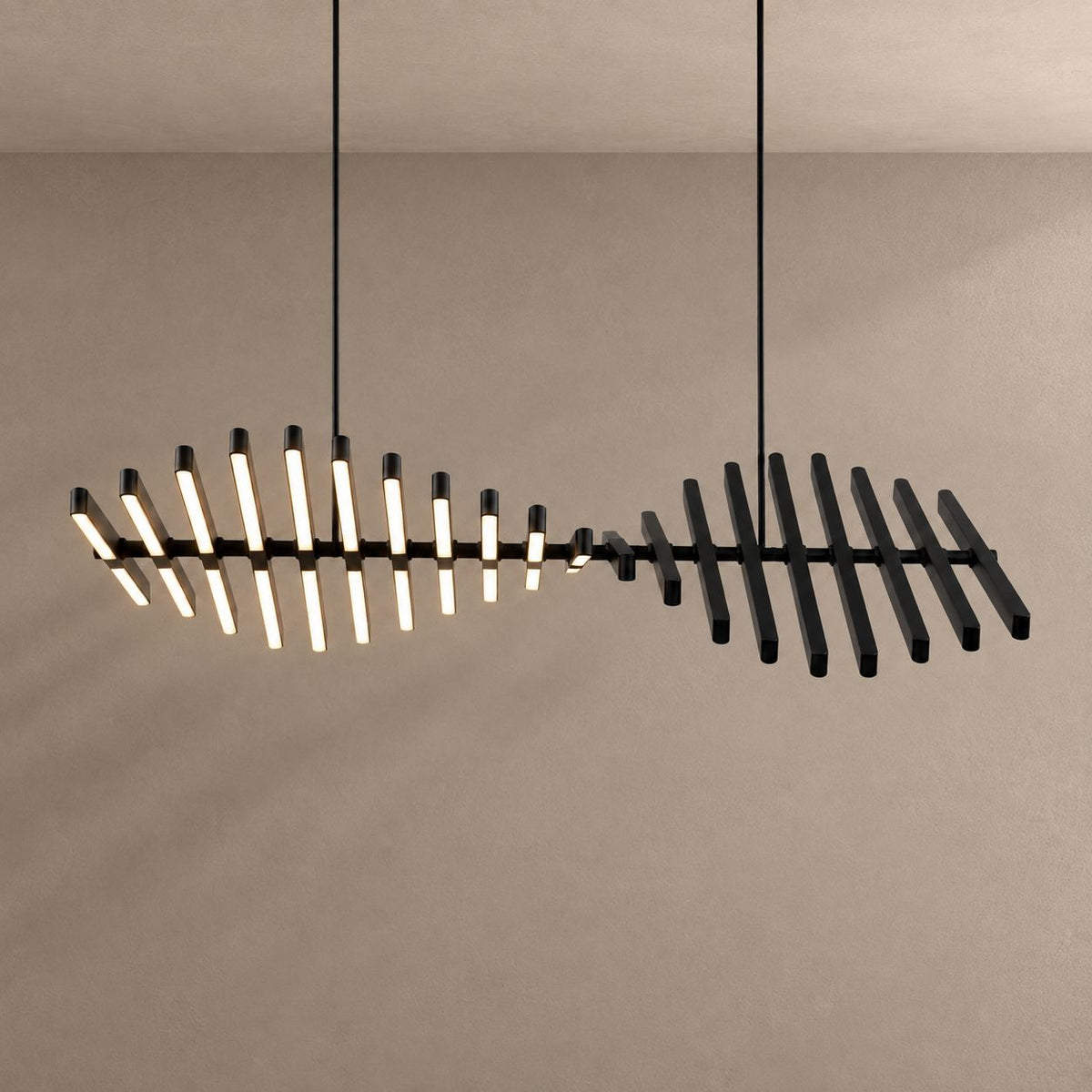 SONATA lighting with natural shadows against a mushroom taupe background