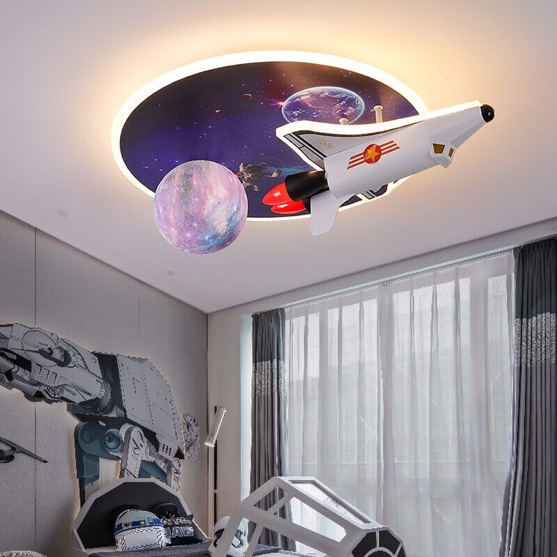 Space Rocket LED Ceiling Light for Kids Room