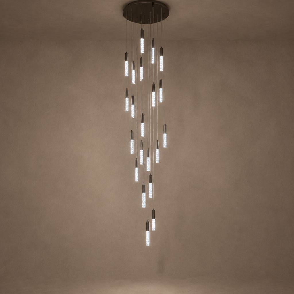 STRAVEN chandelier on mushroom taupe background
