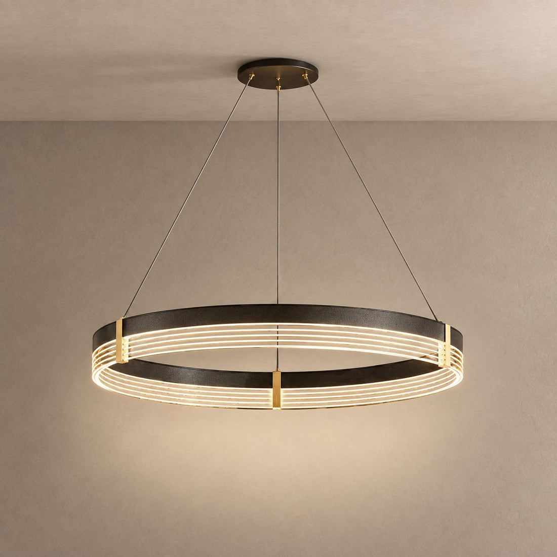 TORUS lighting on mushroom taupe with corrected ceiling canopy and natural shadows
