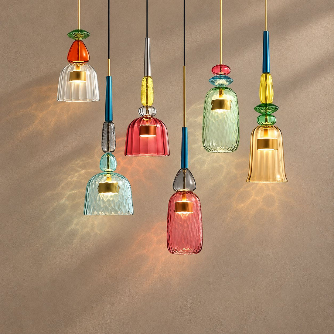 VENA lighting on a mushroom taupe background with natural shadows