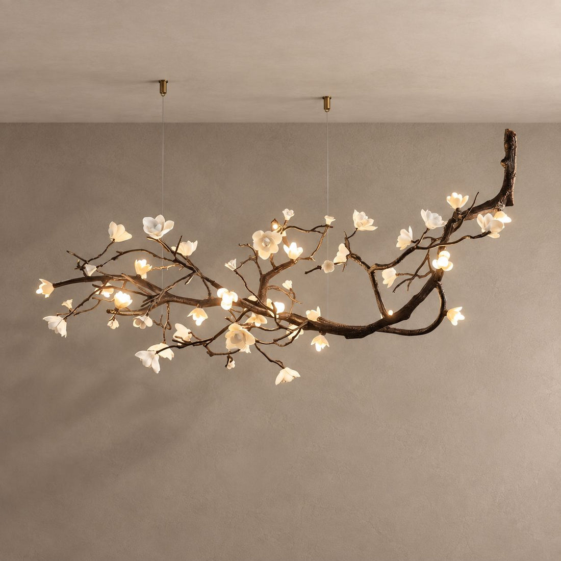 VEYRA lighting on mushroom taupe with natural shadows