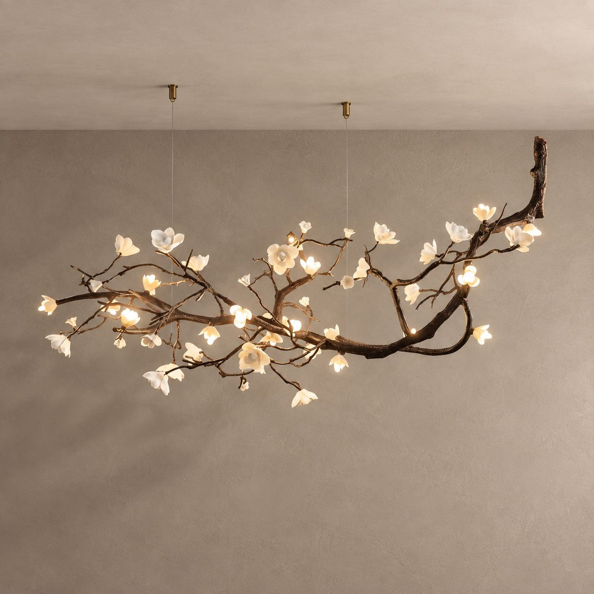 VEYRA lighting on mushroom taupe with natural shadows