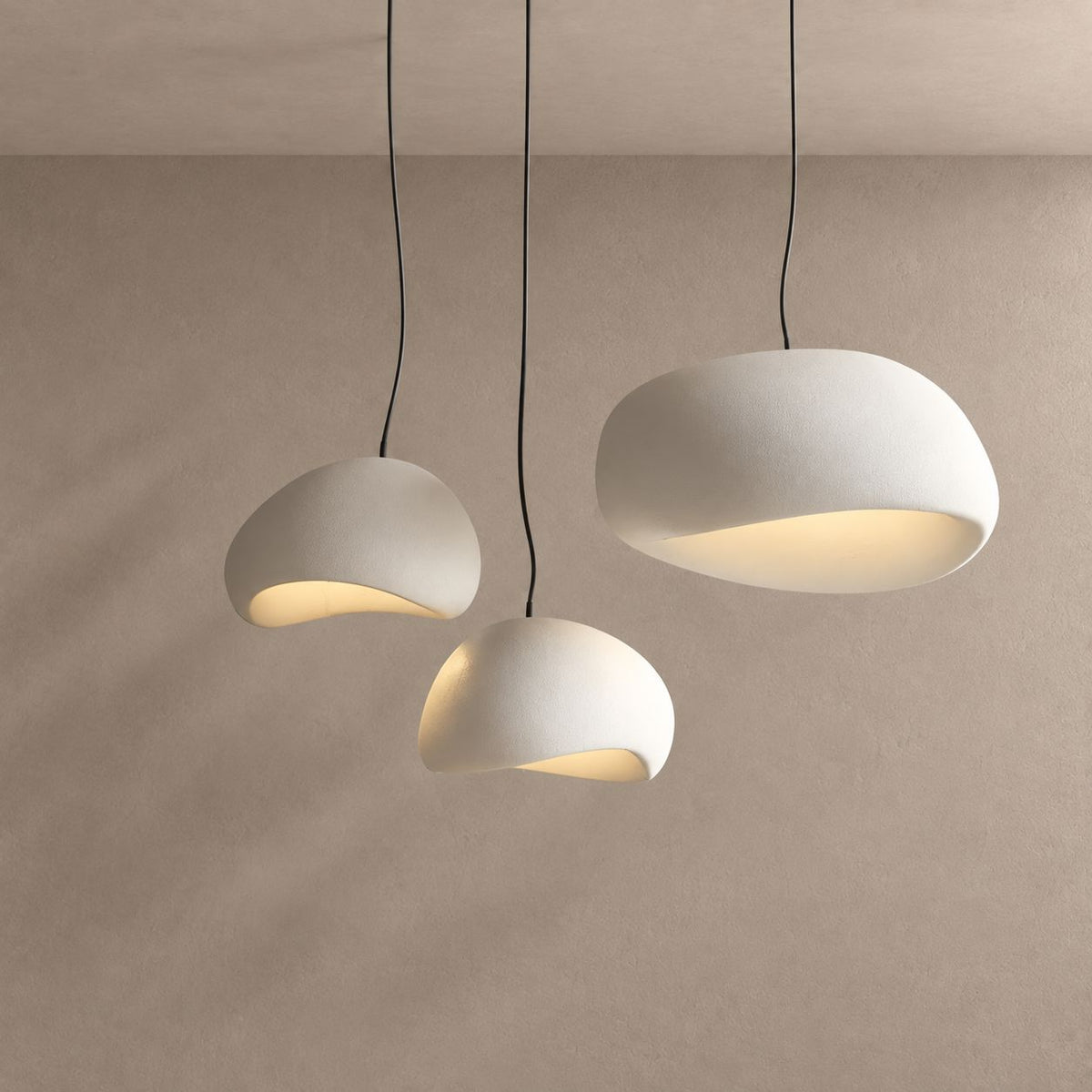 WABI SABI lighting on mushroom taupe with natural shadows