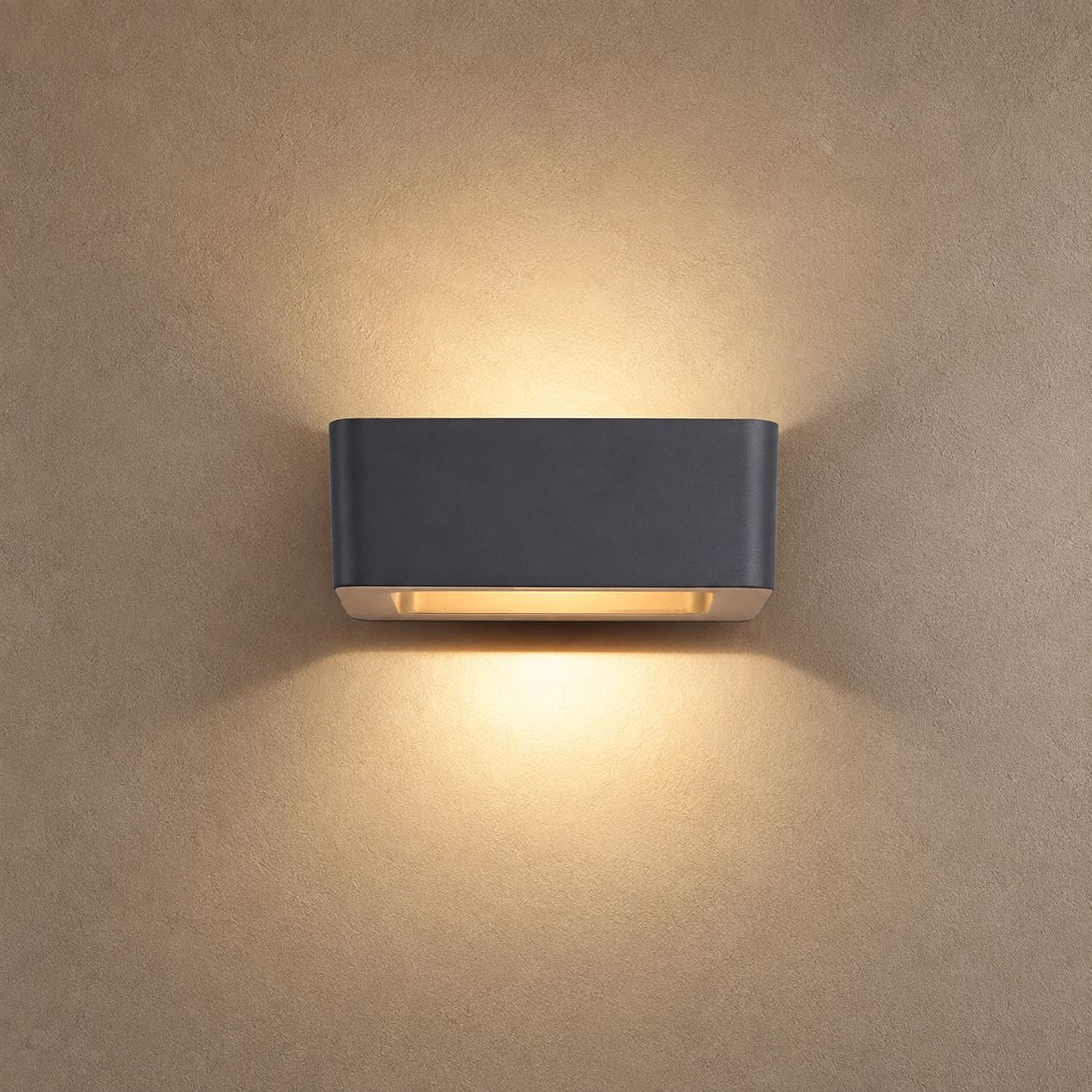 WALL ARCHES lighting on mushroom taupe plaster with natural shadows