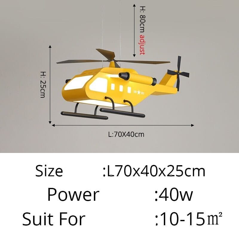 War Helicopter LED Chandelier for Kids Bedroom