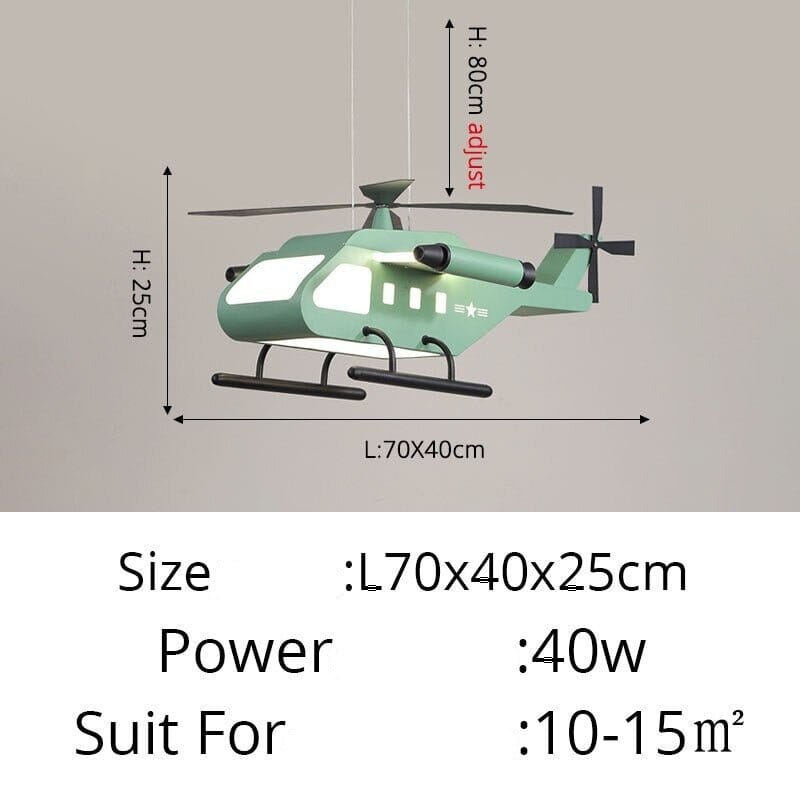 War Helicopter LED Chandelier for Kids Bedroom