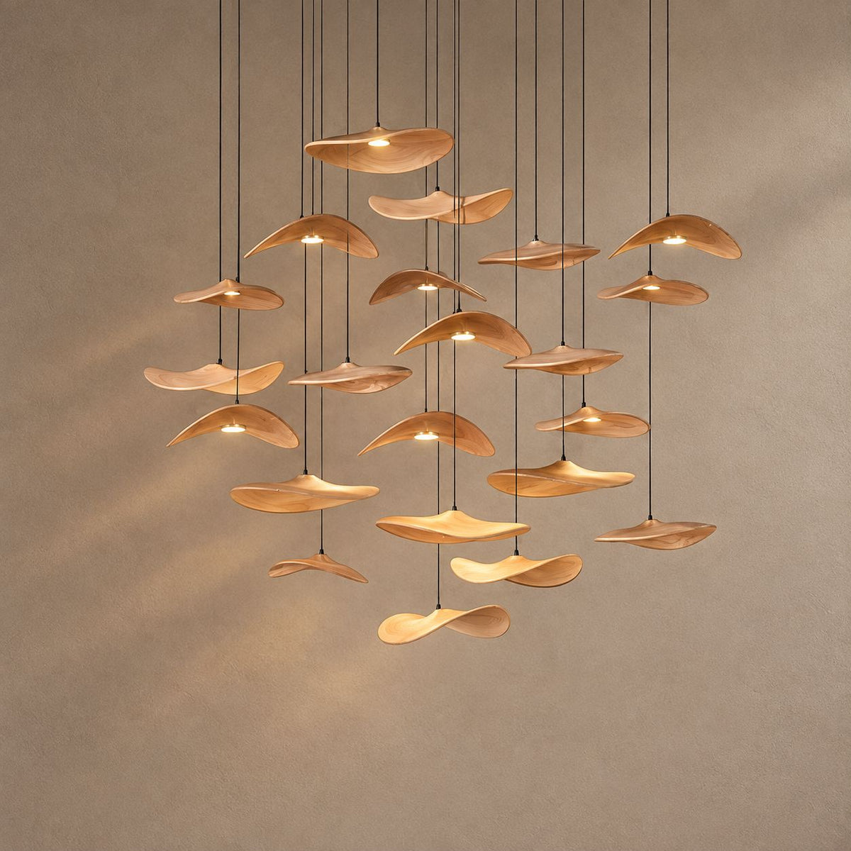 YARA lighting on a mushroom taupe background with natural shadows