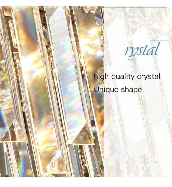 AMELIA close-up of clear crystal prisms with text on crystal quality and unique shape