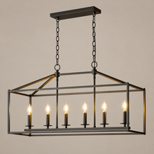 Farmhouse Six-Light Kitchen Island Chandelier on a mushroom taupe background