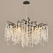 Crystal Raindrop Branch Chandelier black on a mushroom taupe background