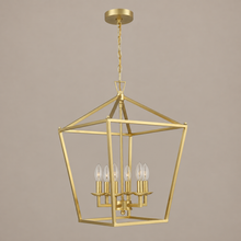 6-Light Lantern Chandelier on a mushroom taupe background