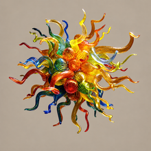 70 cm Multicolour Blown-Glass Chandelier on a mushroom taupe background