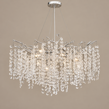 60–80 cm Crystal Branch Chandelier silver on a mushroom taupe background