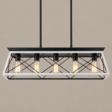 White 5-Light Farmhouse Chandelier on a mushroom taupe background