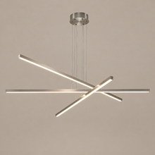 48 in Chrome Geometric LED Chandelier on a mushroom taupe background