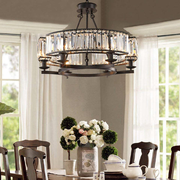 Modern Light Crystal Round Chandelier - Rustic Crystal