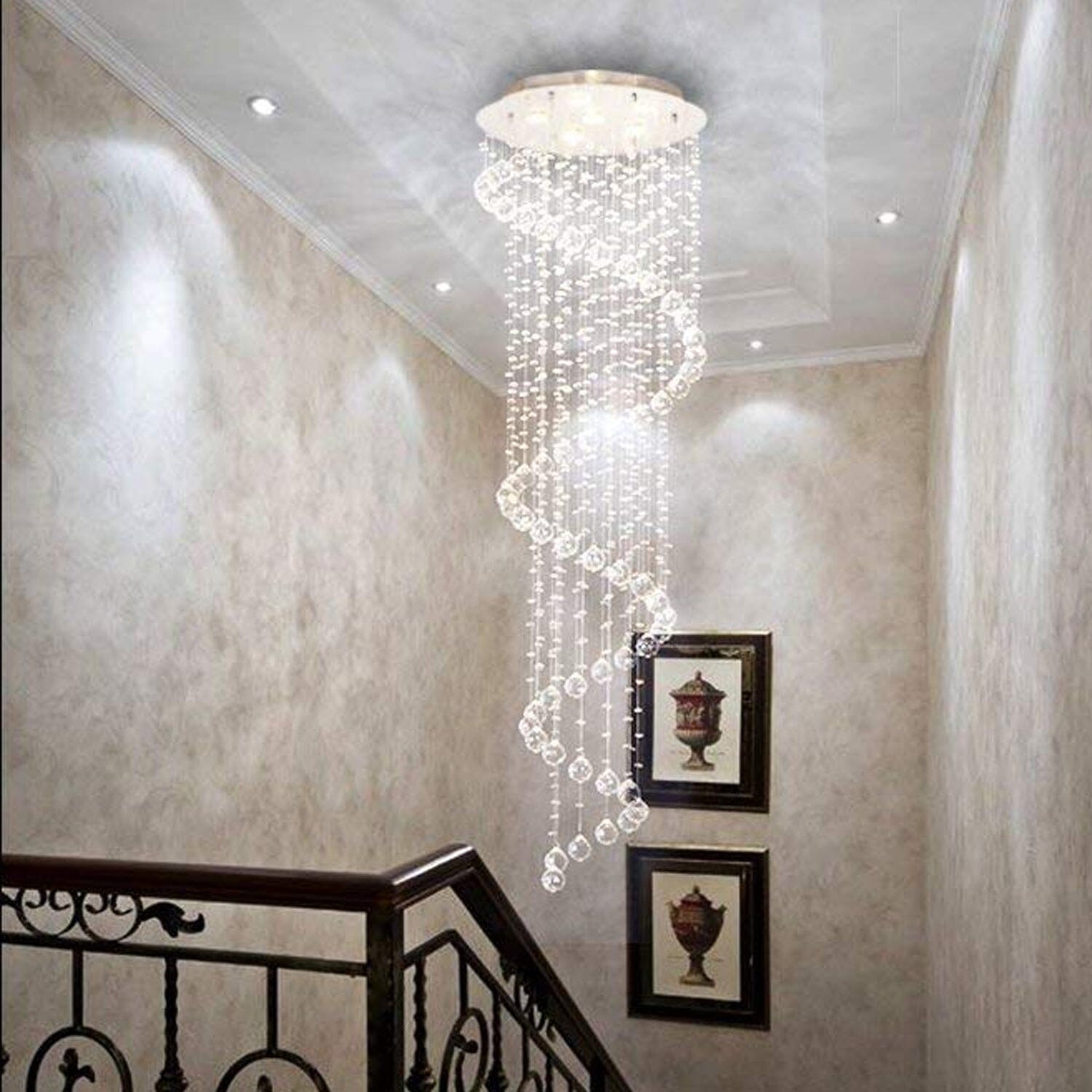 Spiral Raindrop Crystal Chandelier - Stylish Illumination