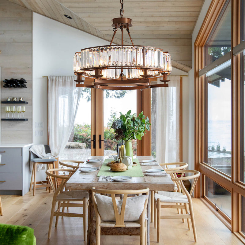 Rustic Crystal Round Chandelier - ZENDUCE - Modern Elegance