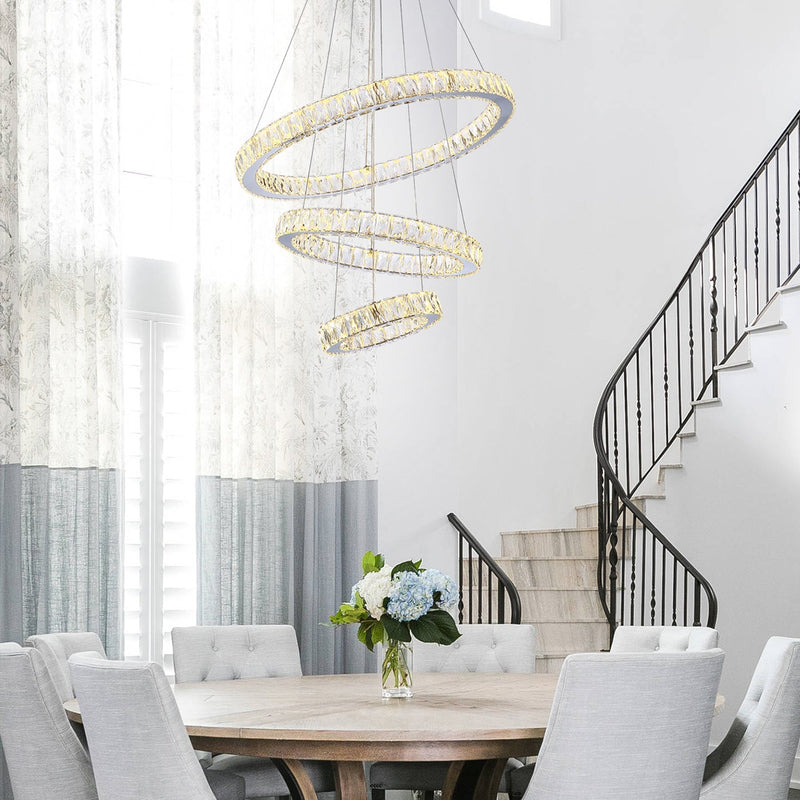 Modern LED Chandelier - Crystal Rings - Illuminate Your Home