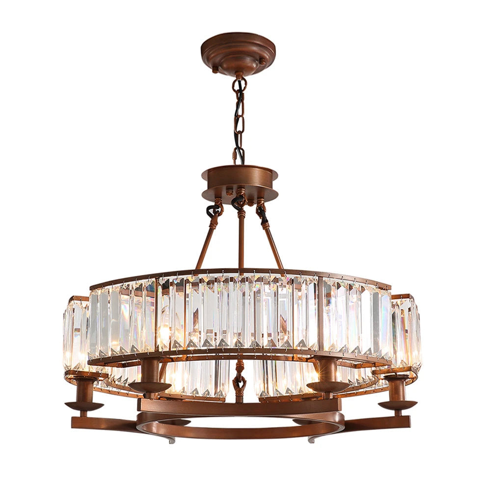 Rustic Crystal Round Chandelier - Illuminate Your Space
