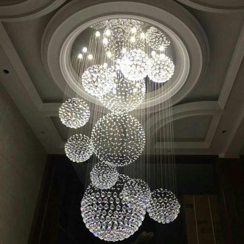 Modern LED Crystal Ball Chandelier - Crystal Planets